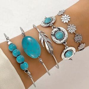 5pc Bohemian Turquoise Bracelet Set💙